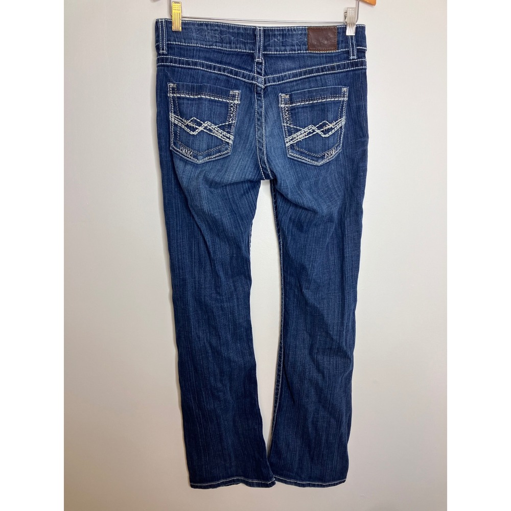 BKE Culture Bootcut Jeans Womens 29R Blue Excellent Contrast Stitch Distressed - Picture 6 of 9